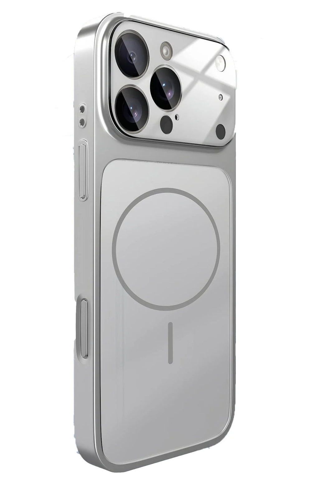 iPhone Gümüş 14 Pro Uyumlu 17 Pro Max Görünüme Çeviren Kamera Koruma Magsafe Kılıf