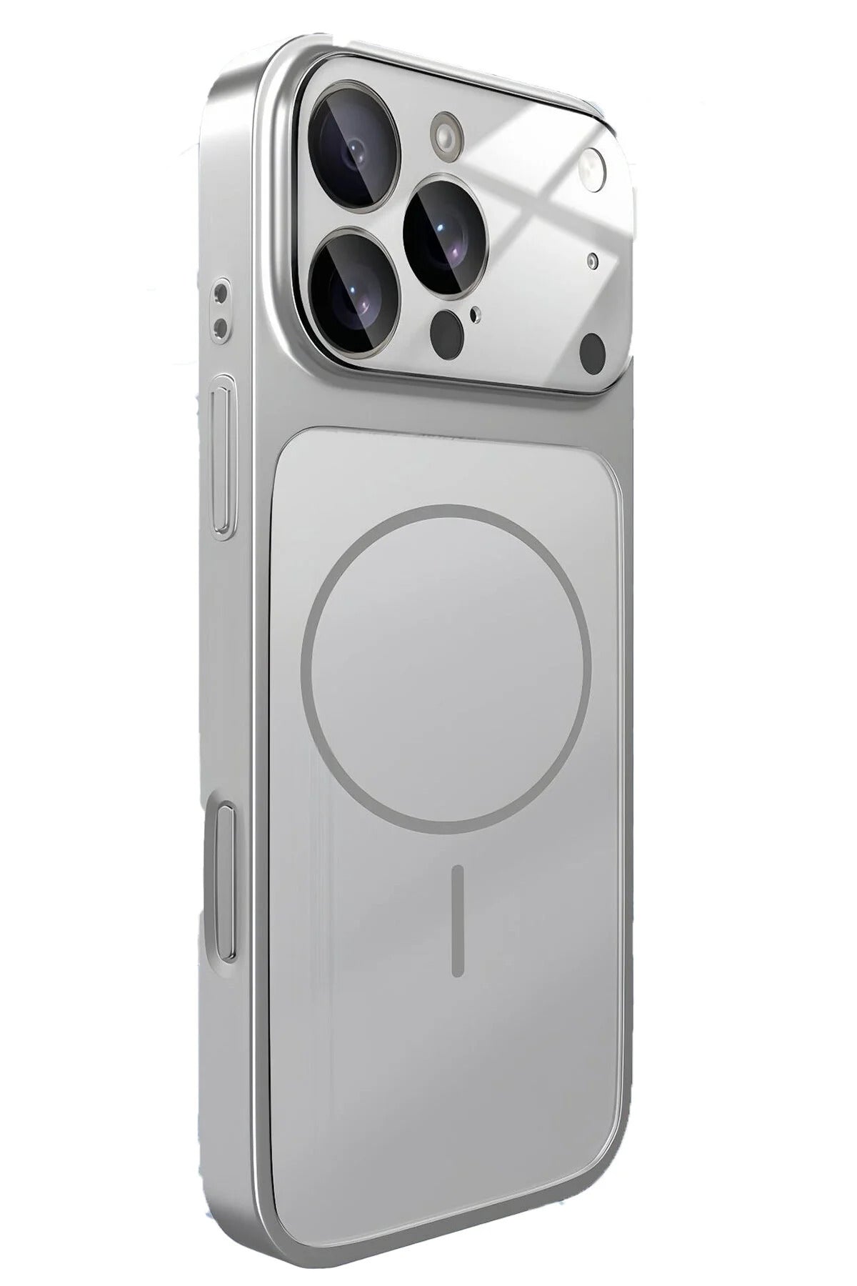 iPhone Gümüş 14 Pro Uyumlu 17 Pro Max Görünüme Çeviren Kamera Koruma Magsafe Kılıf