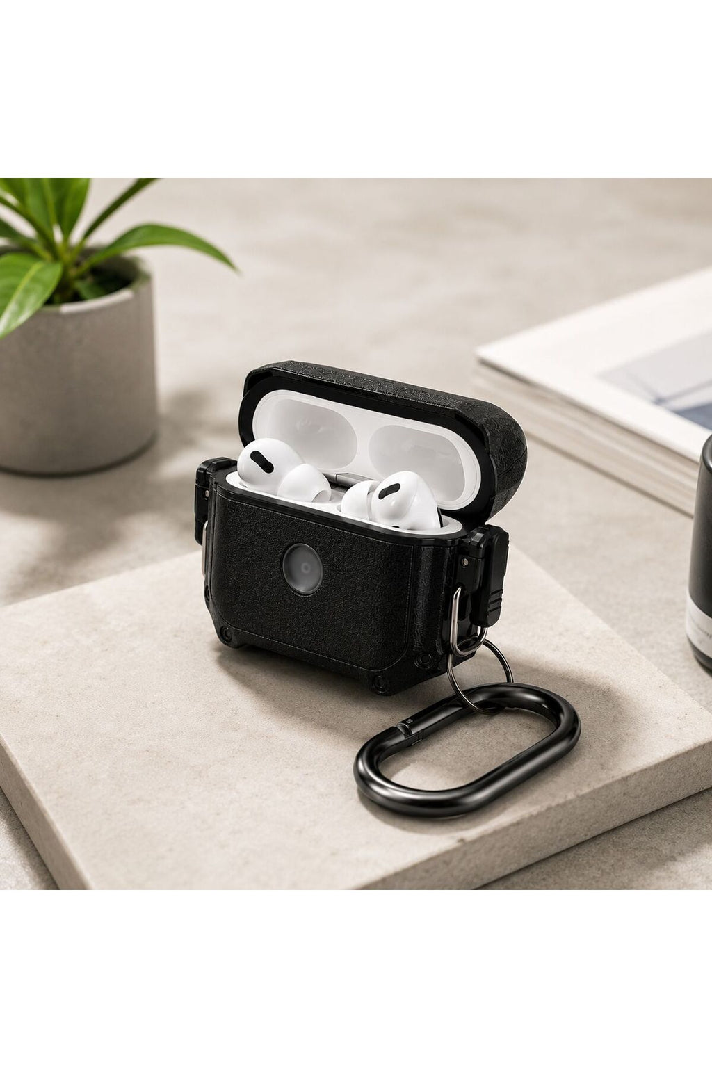 AirPods Pro 2 Uyumlu Zırhlı Koruyucu Kılıf Karabinalı Darbe Emici Silikon 360° Tam Koruma
