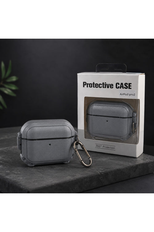 AirPods Pro 2 Uyumlu Zırhlı Koruyucu Kılıf Karabinalı Darbe Emici Silikon 360° Tam Koruma