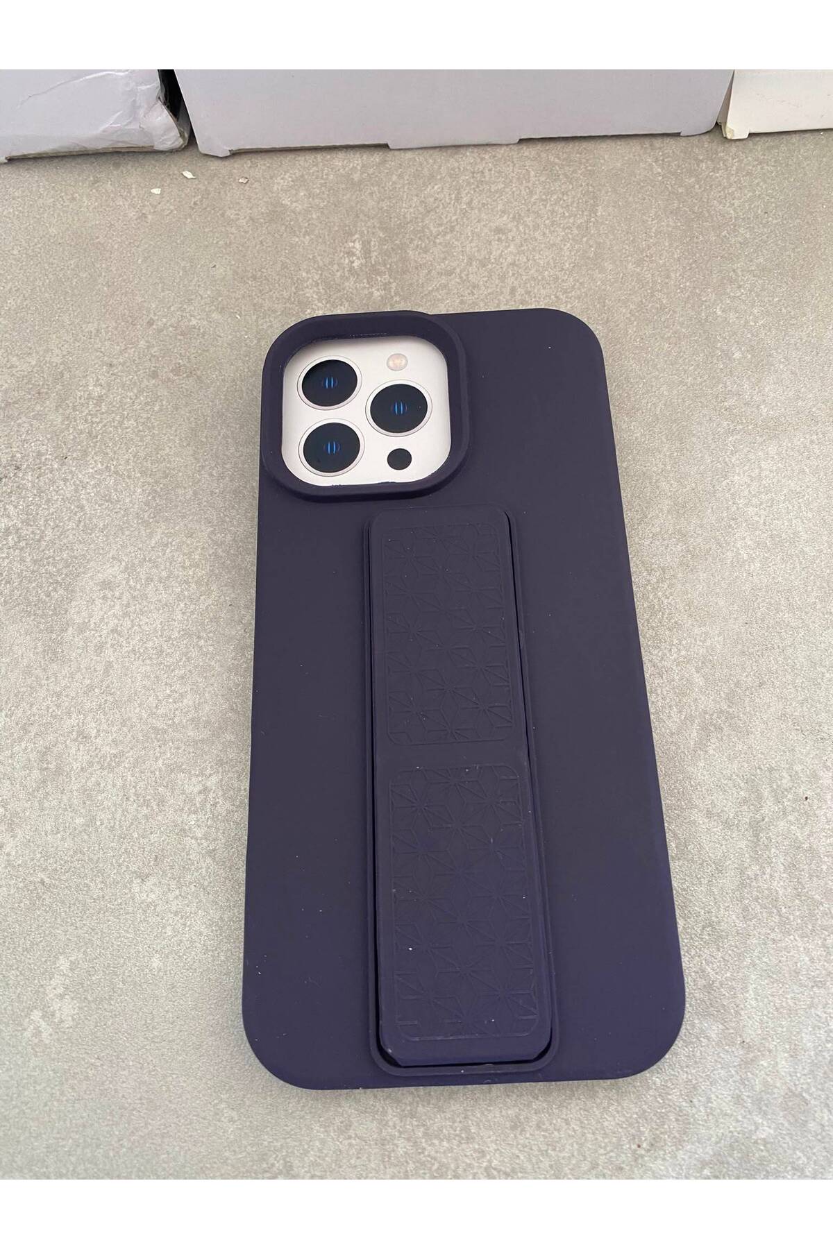 İphone 16 Pro Max Uyumlu Standlı Mat Silikon Telefon Kılıfı Parmak Tutuculu Kamera Korumalı