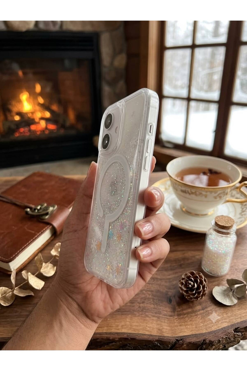 İphone 16 Uyumlu Akışkan Kumlu Simli Şeffaf Premium Darbeye Dayanıklı Telefon Kılıfı