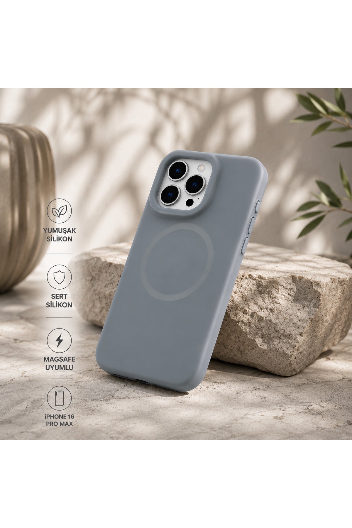 iPhone 16 Pro Kılıf Magsafe Özellikli Soft Silikon Kılıf Kamera Korumalı Kadife İç Yüzey Mat Premium Koruma