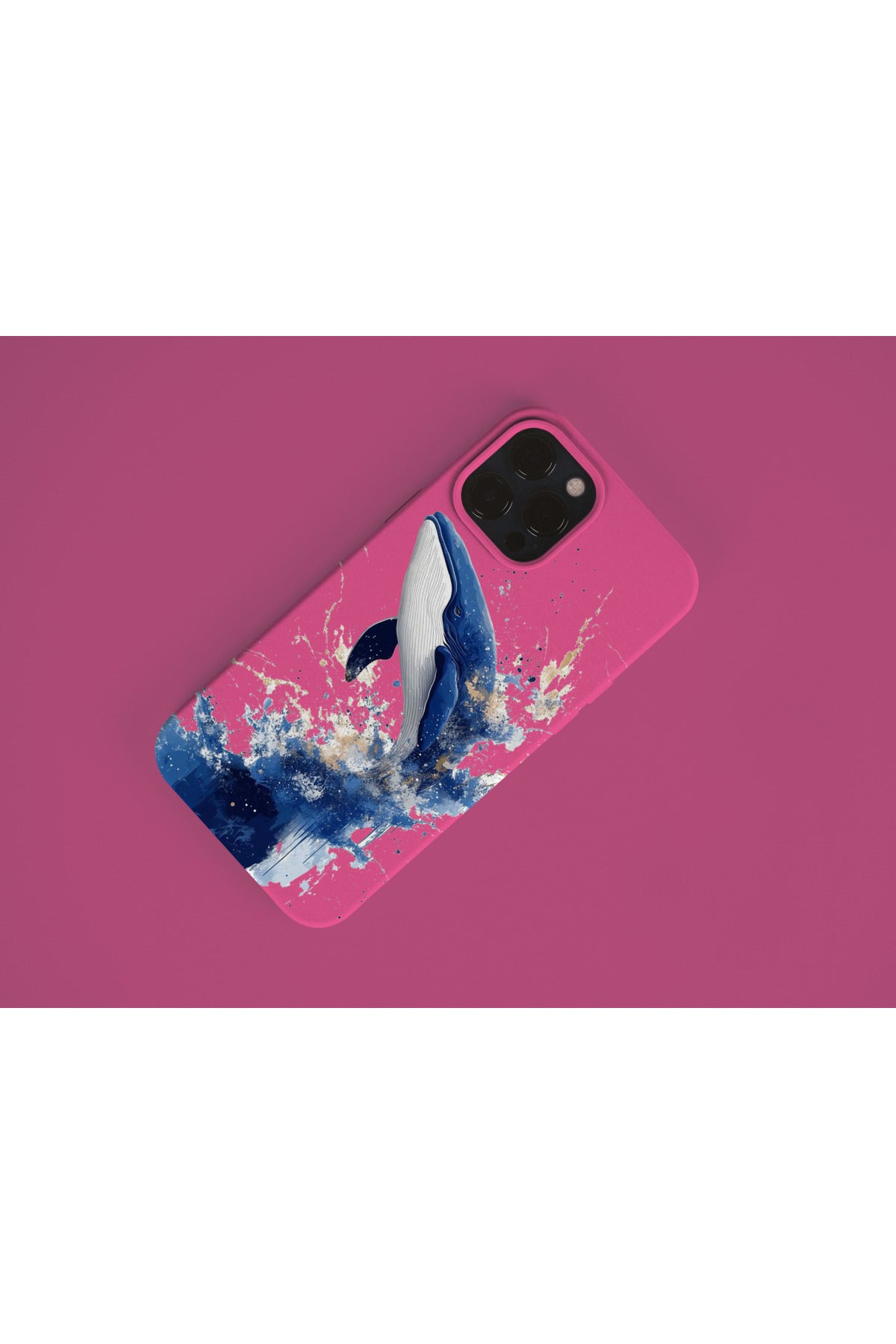İphone 15 Uyumlu Japon Sanat Balina Tasarım İçi Kadife Premium Silikon Lasnman Telefon Kılıfı