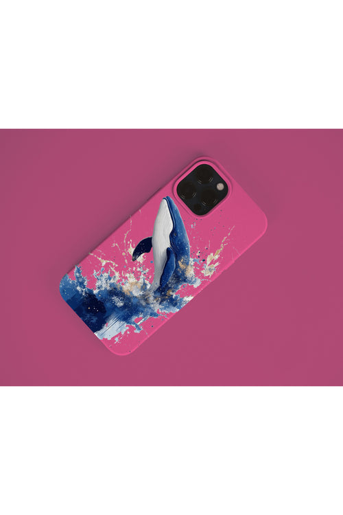 İphone 15 Uyumlu Japon Sanat Balina Tasarım İçi Kadife Premium Silikon Lasnman Telefon Kılıfı