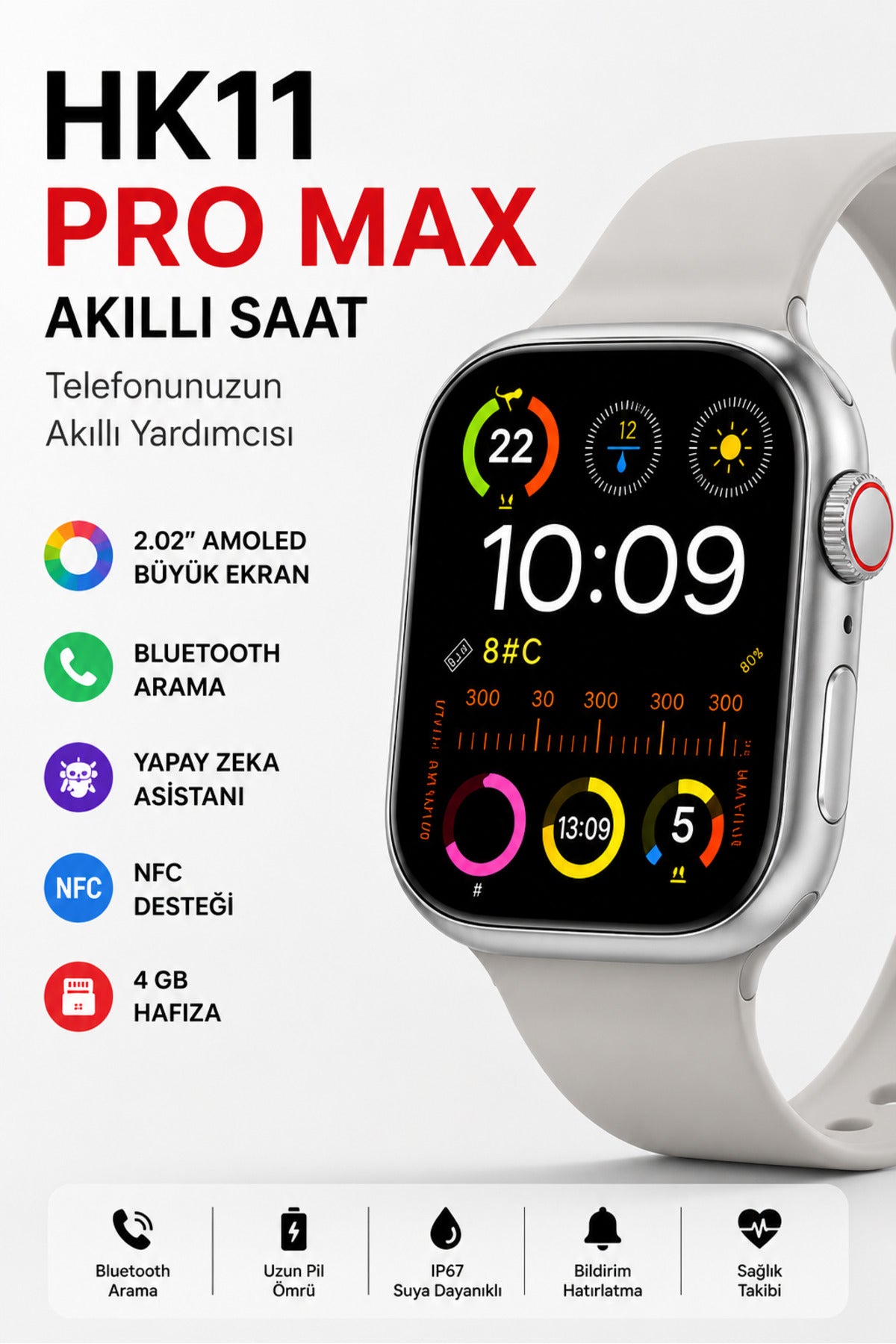 HK11 Ultra 3 AMOLED Akıllı Saat AI ChatGPT GPS NFC Bluetooth Arama 4GB Hafıza Premium