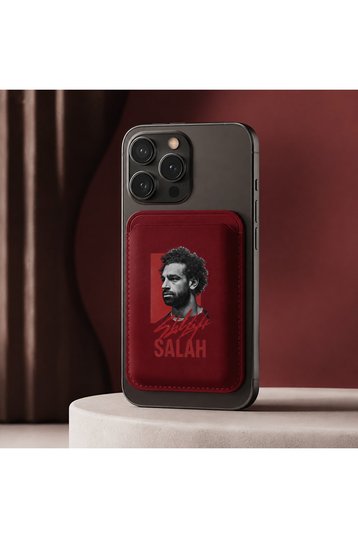 Premium M.Salah Tasarım MagSafe Uyumlu Manyetik Telefon Kartlığı – Vegan Deri – İnce Tasarım