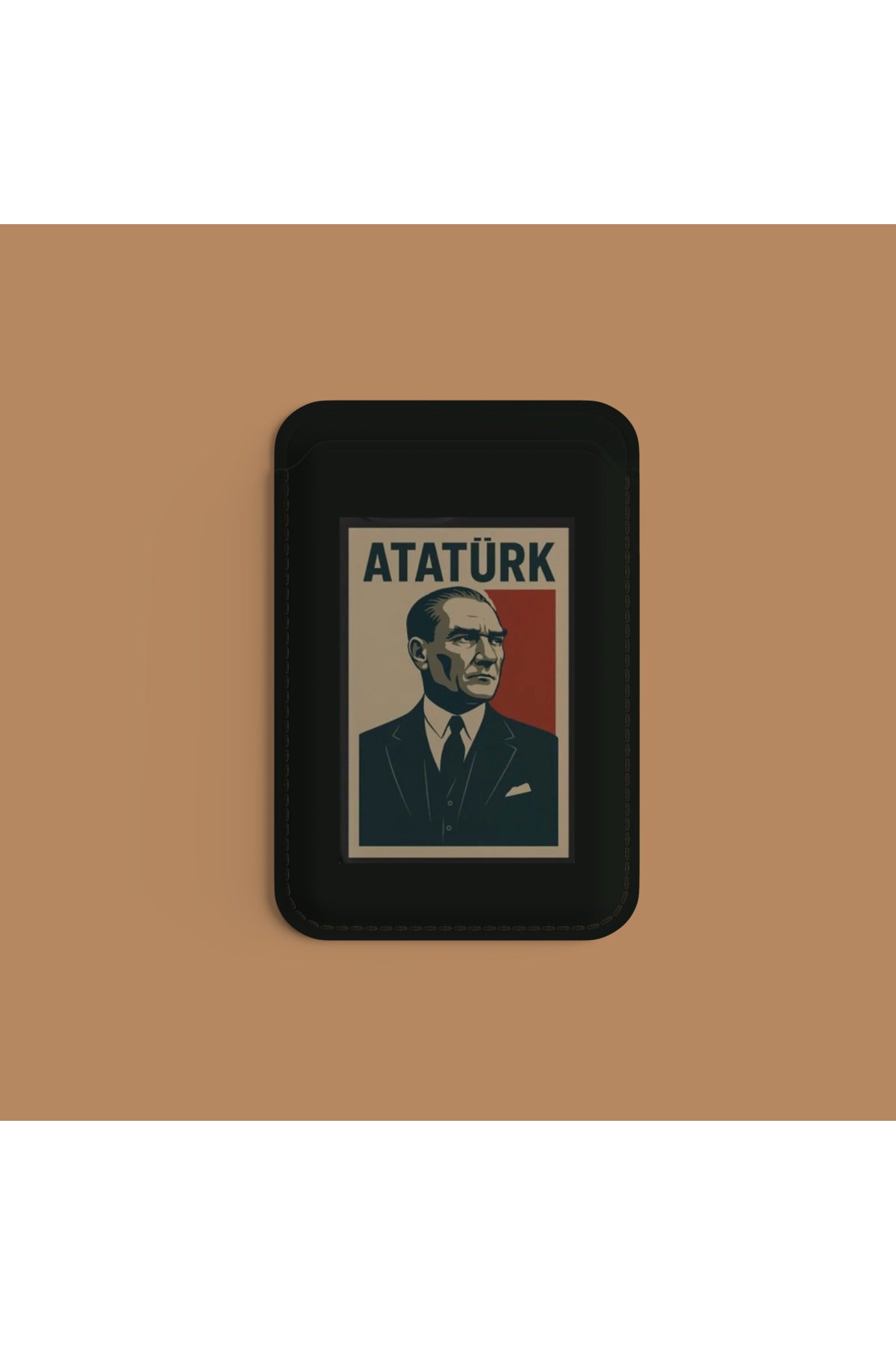 MagSafe Uyumlu Manyetik Telefon Kartlığı | Atatürk, Bozkurt ve Özel Tasarım Desenli Vegan Deri Kartlık