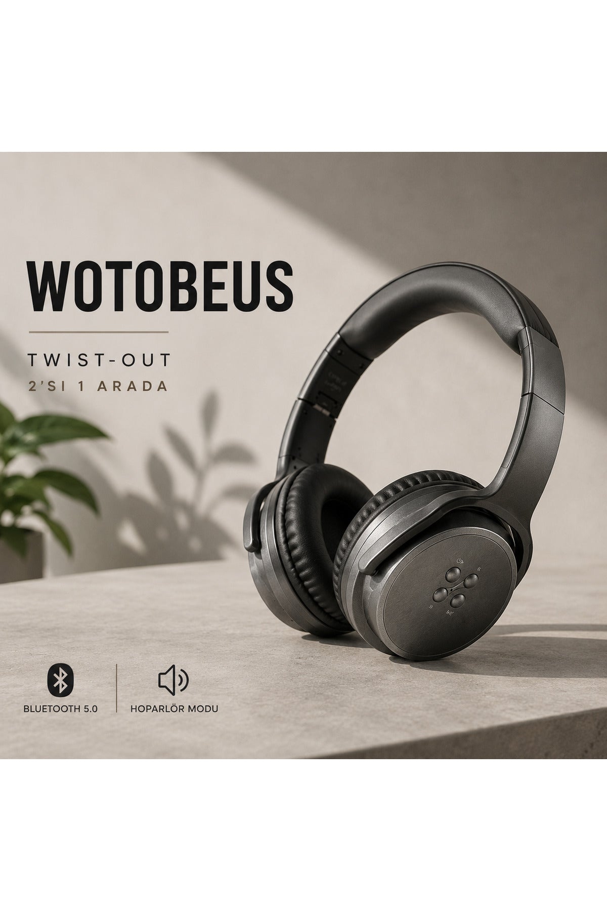 Bluetooth Kulaklık Kablosuz Hoparlör 2'si 1 Arada AUX Destekli Mikrofonlu Katlanabilir Stereo Kulaklık