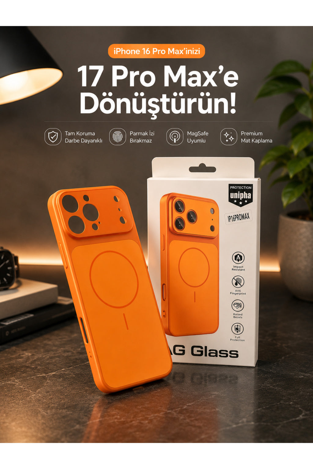 iPhone 15 ProMax Uyumlu 17 Pro Max Görünümlü Premium Çevirici Kamera Korumalı MagSafe Destekli Kılıf