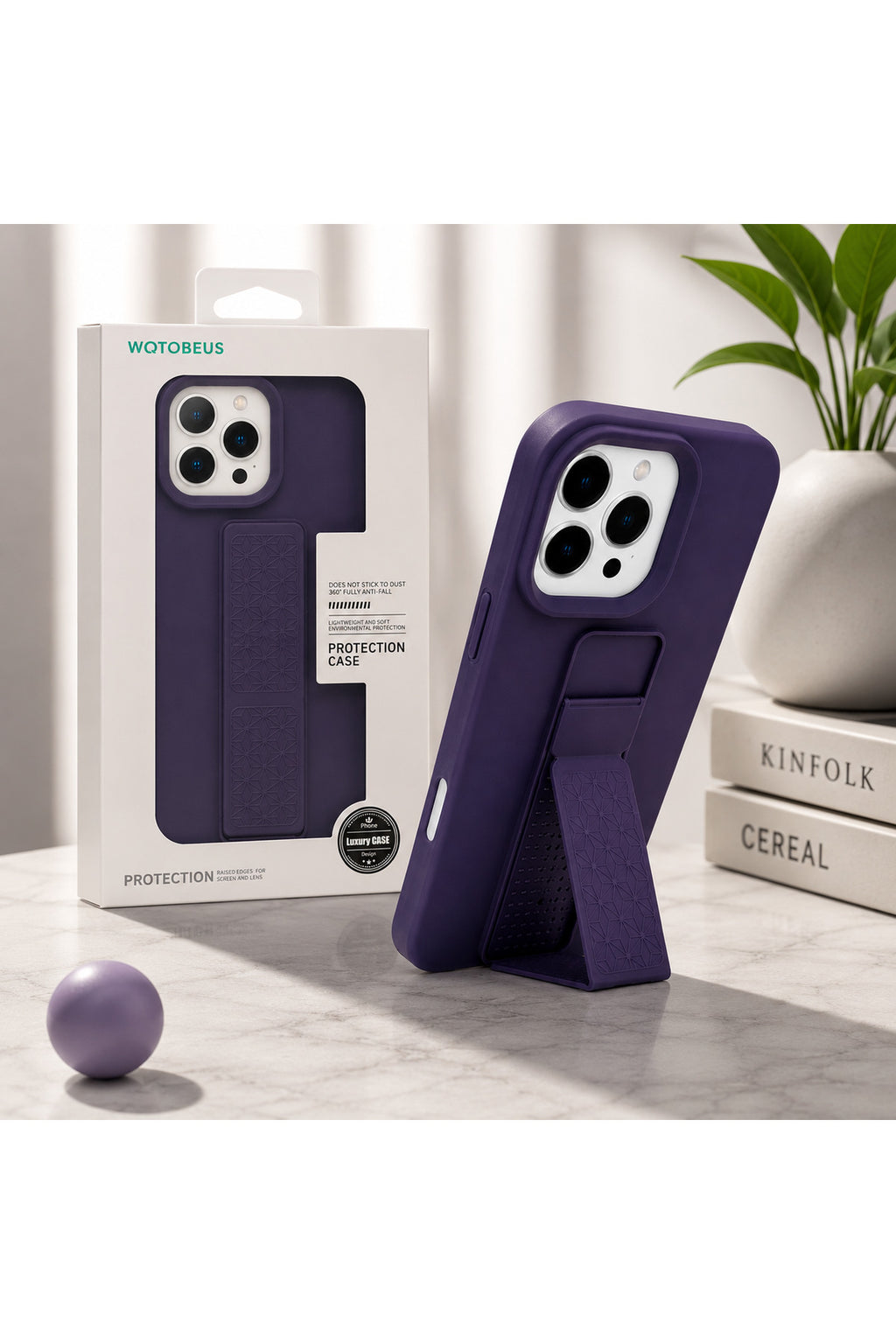 İphone 14 Pro Max Uyumlu Gizli Stand Özellikli İçi Premium Kadife Dışı A Class Silikon Darbeye Dayanıklı Lasnman Telefon Kılı