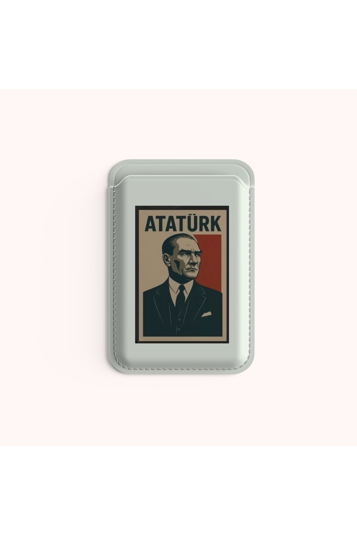 MagSafe Uyumlu Manyetik Telefon Kartlığı | Atatürk, Bozkurt ve Özel Tasarım Desenli Vegan Deri Kartlık