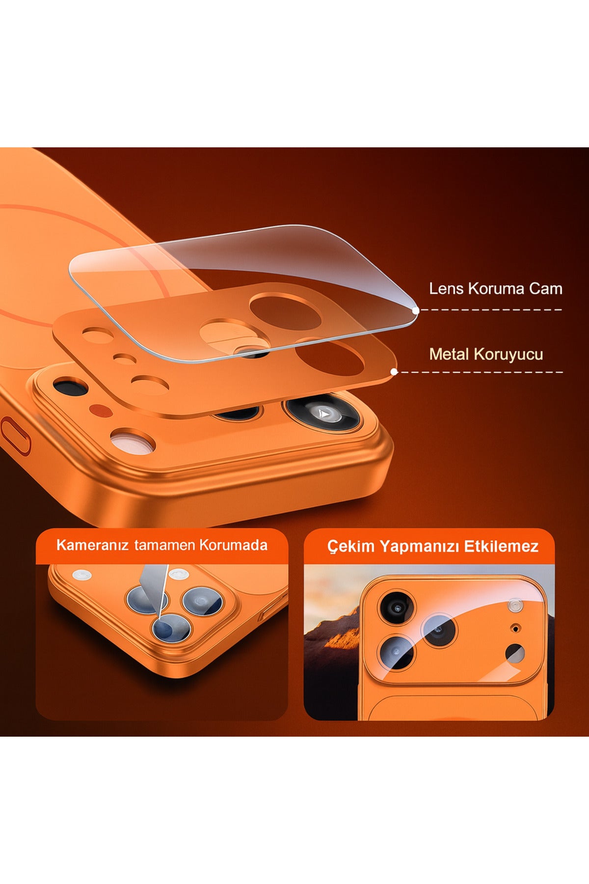 İPhone 17 Uyumlu Şık ve Tarz Lens Korumalı Popüler Kılıf...