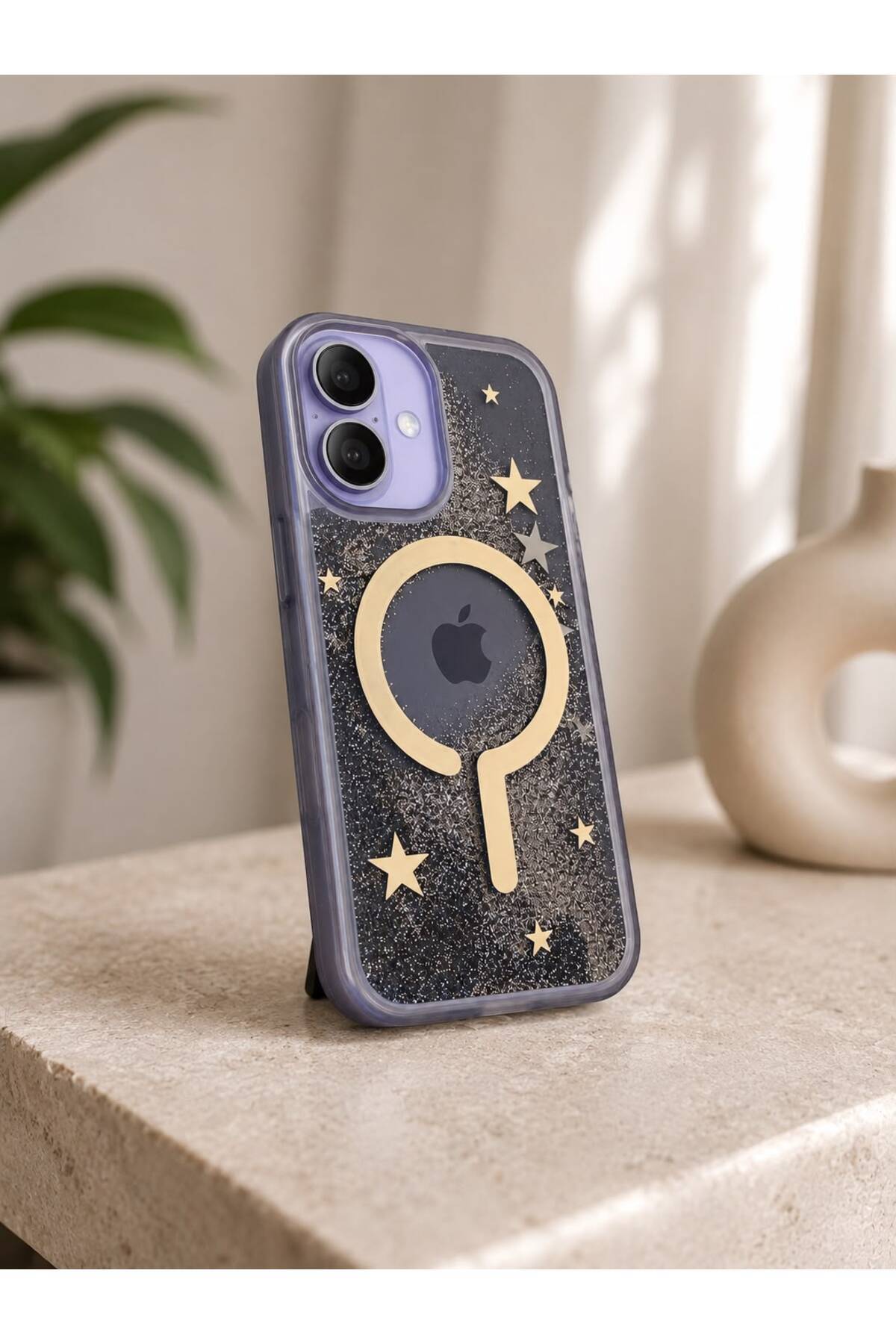 İphone 16 Uyumlu Akışkan Kumlu Simli Şeffaf Premium Darbeye Dayanıklı Telefon Kılıfı
