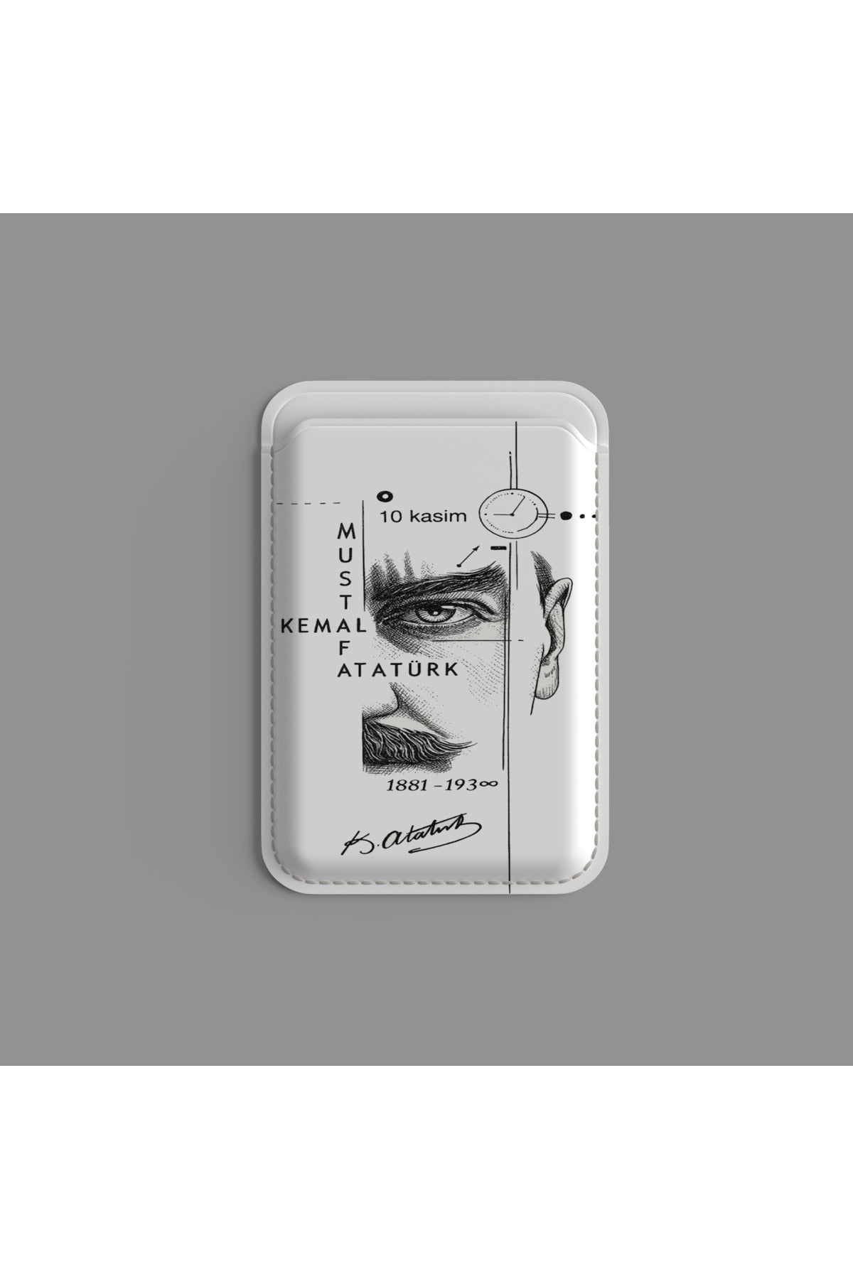 MagSafe Uyumlu Manyetik Telefon Kartlığı | Atatürk, Bozkurt ve Özel Tasarım Desenli Vegan Deri Kartlık