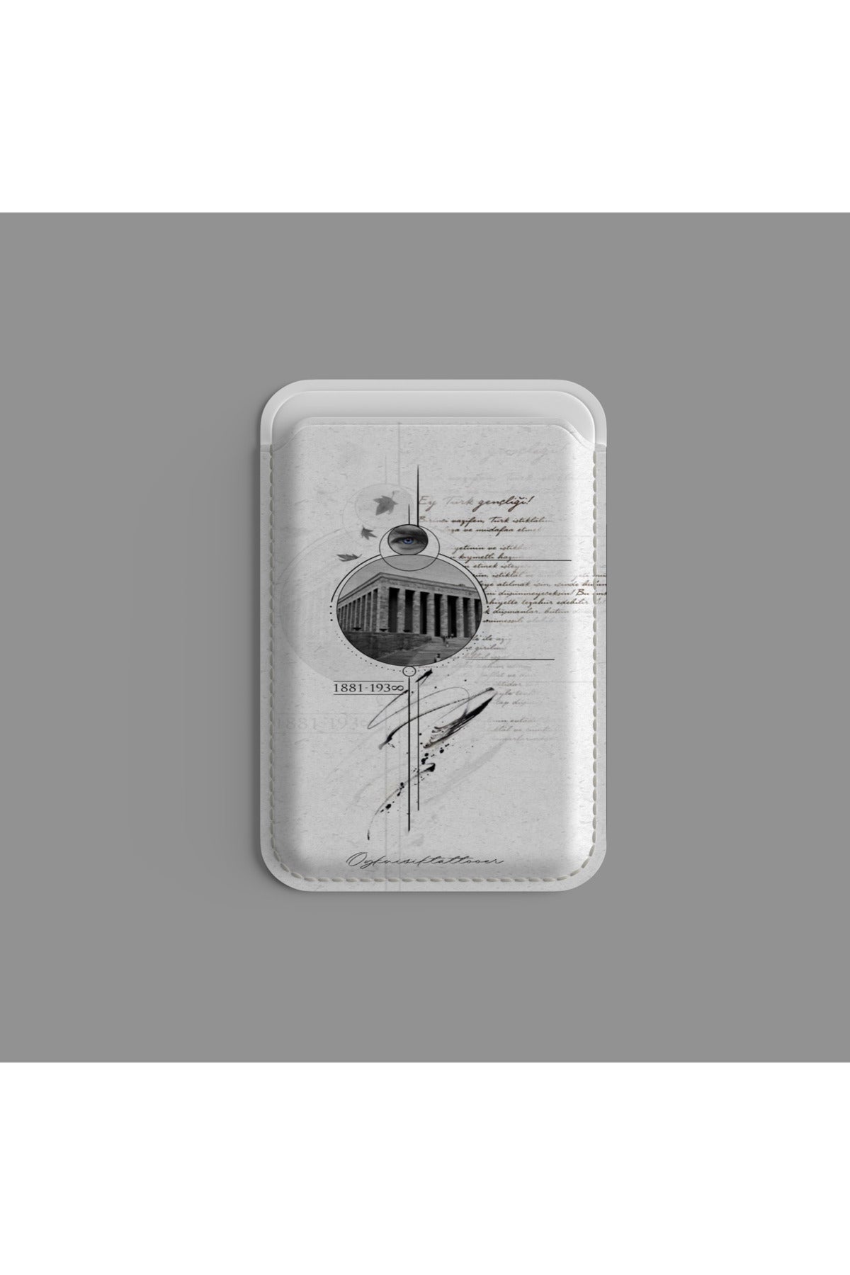MagSafe Uyumlu Manyetik Telefon Kartlığı | Atatürk, Bozkurt ve Özel Tasarım Desenli Vegan Deri Kartlık
