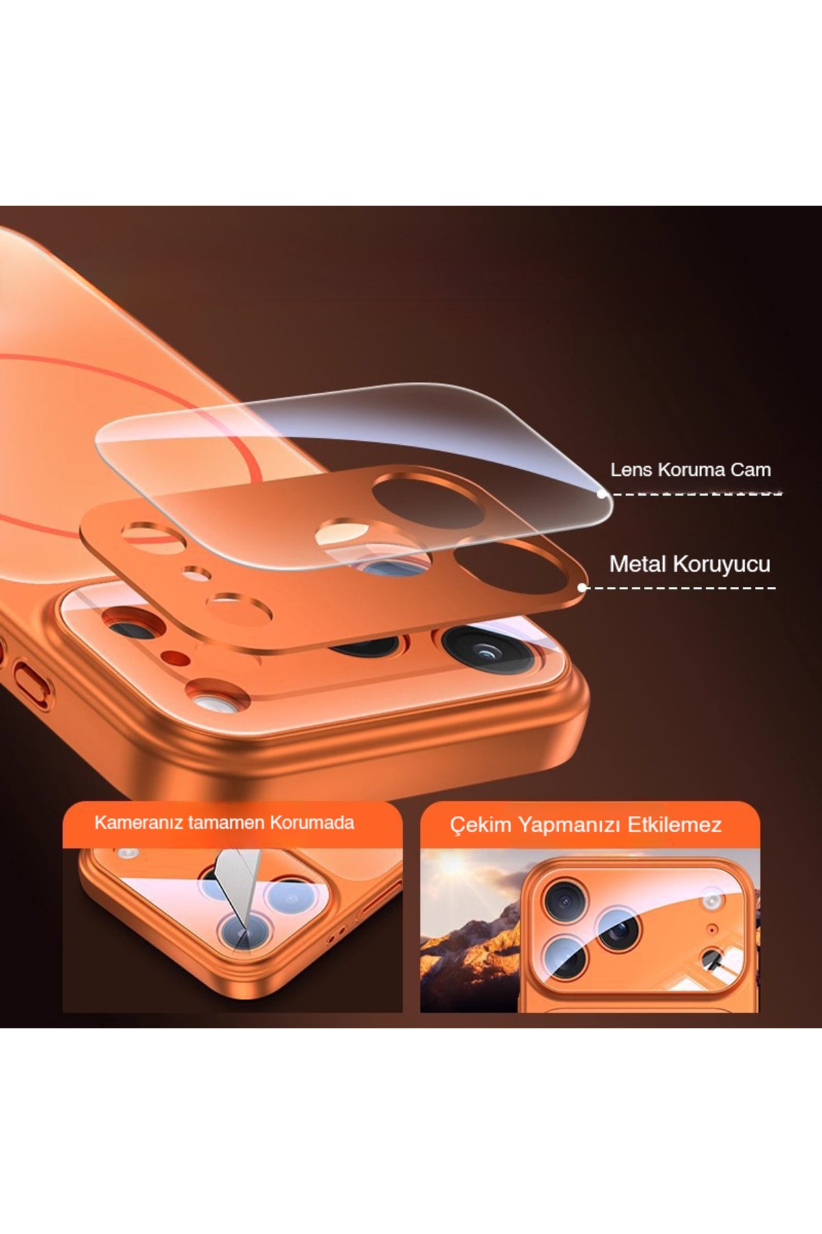 iPhone 15 Pro Max Uyumlu 17 Pro Max Görünümlü Çevirici Kamera Koruma Magsafe Telefon Kılıfı Kapak