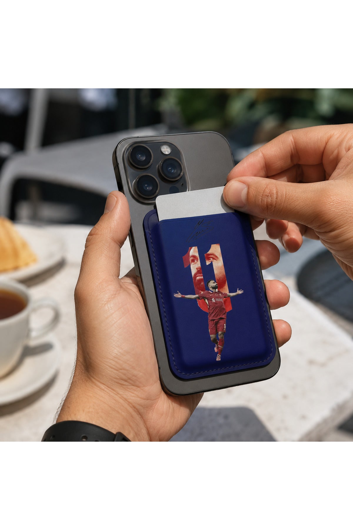 İphone Magsafe Özellikli Tüm Telefonlara Uyumlu Android İOS Telefon Arkası M.Salah Tasarım Premium Deri Kılıf