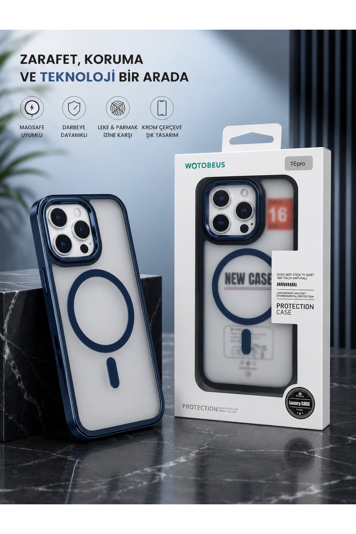 iPhone 16 Pro Max Uyumlu MagSafe Kılıf Mat Şeffaf Darbe Korumalı Kamera Korumalı Krom Çerçeveli Premium Silikon Telefon Kılıf
