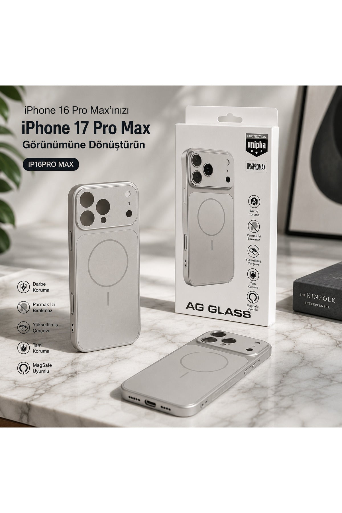 iPhone 16 ProMax Uyumlu 17 Pro Max Görünümlü Premium Çevirici Kamera Korumalı MagSafe Destekli Kılıf
