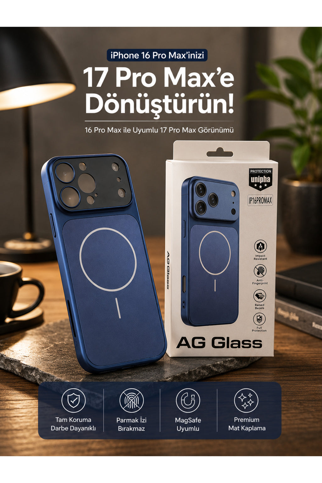 iPhone 15 ProMax Uyumlu 17 Pro Max Görünümlü Premium Çevirici Kamera Korumalı MagSafe Destekli Kılıf