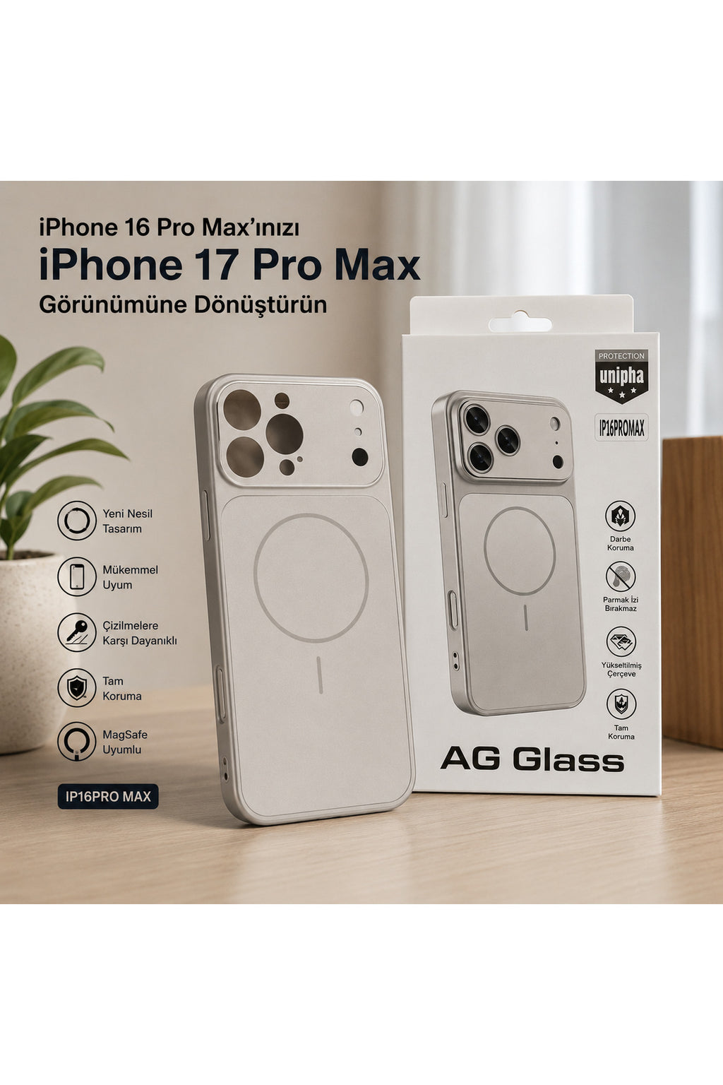 iPhone 15 ProMax Uyumlu 17 Pro Max Görünümlü Premium Çevirici Kamera Korumalı MagSafe Destekli Kılıf
