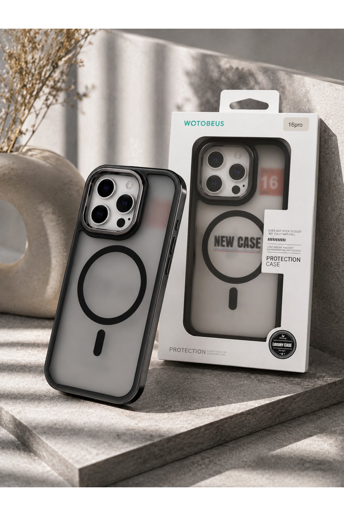 iPhone 16 Pro Max Uyumlu MagSafe Kılıf Mat Şeffaf Darbe Korumalı Kamera Korumalı Krom Çerçeveli Premium Silikon Telefon Kılıf