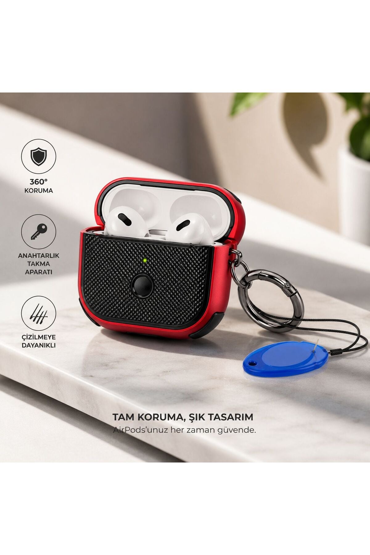 AirPods Pro 2 Kılıfı AirPods Pro 1 Uyumlu Silikon Darbe Korumalı Kilitli Anahtarlıklı Koruyucu Kılıf