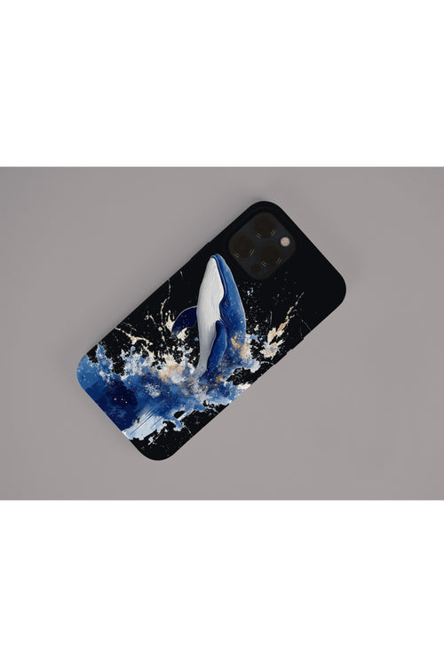 İphone 15 Uyumlu Japon Sanat Balina Tasarım İçi Kadife Premium Silikon Lasnman Telefon Kılıfı