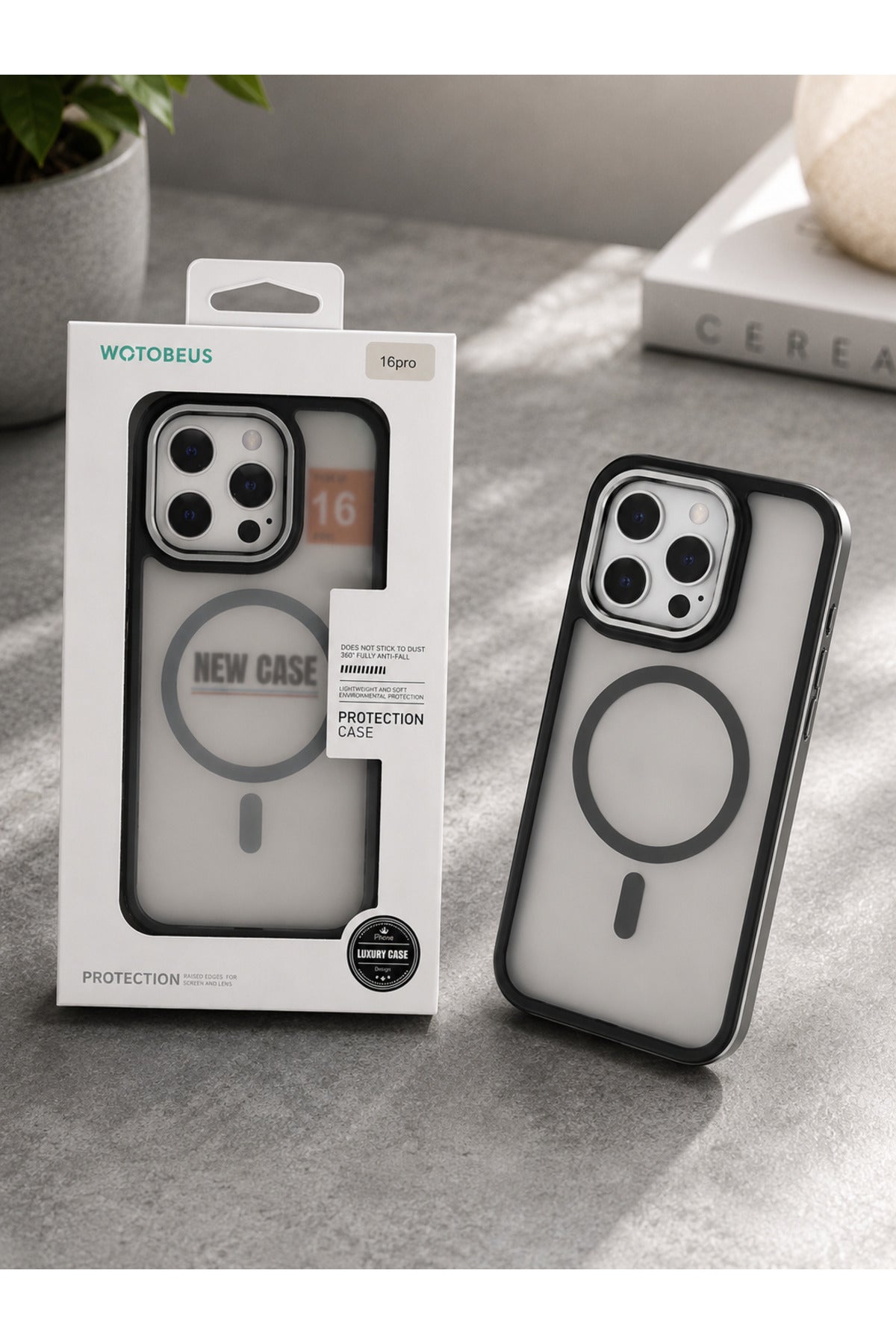 iPhone 16 Pro Uyumlu MagSafe Kılıf Mat Şeffaf Darbe Korumalı Kamera Korumalı Krom Çerçeveli Premium Silikon Telefon Kılıfı