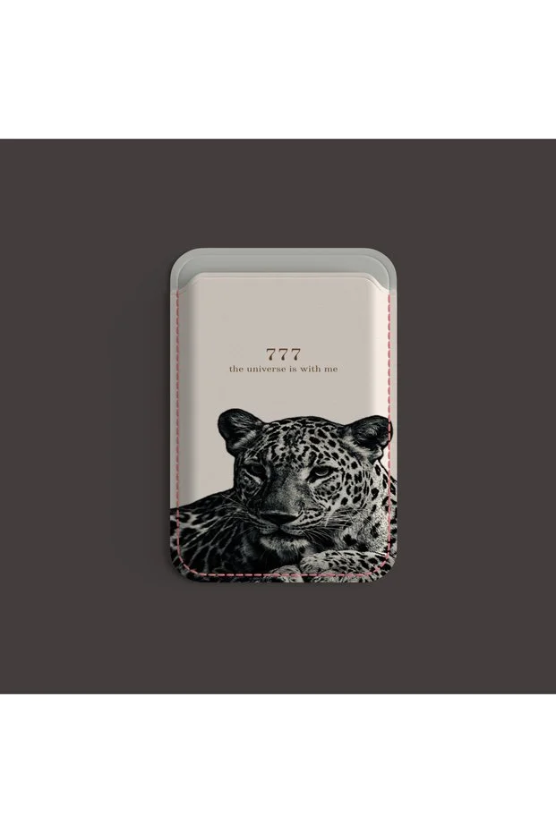 WOTOBEUS Krem 777 Leopar Tasarımlı Telefon Kartlığı