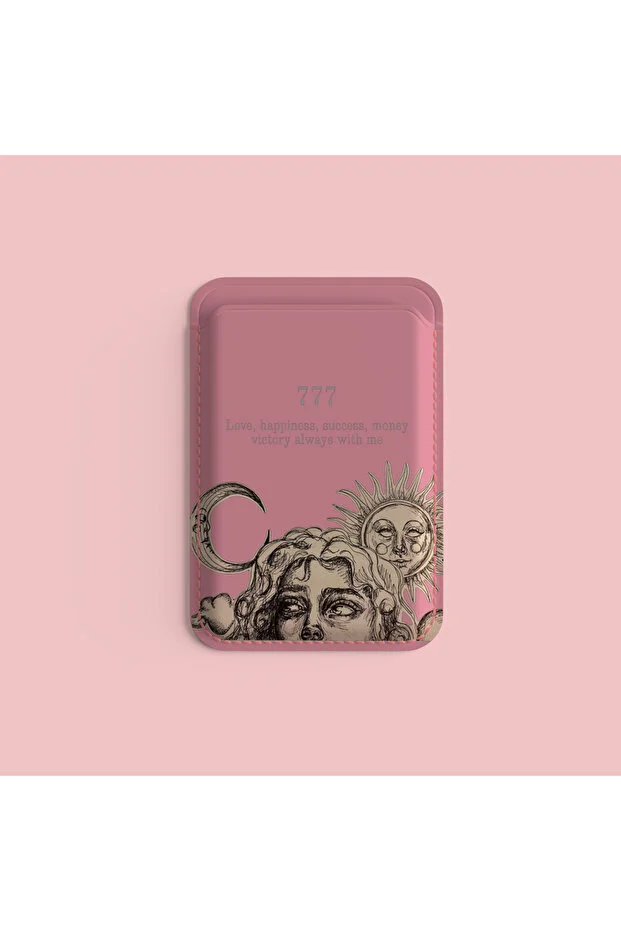 WOTOBEUS Pembe 777 Güneş ve Ay Tasarımlı Telefon Kartlığı
