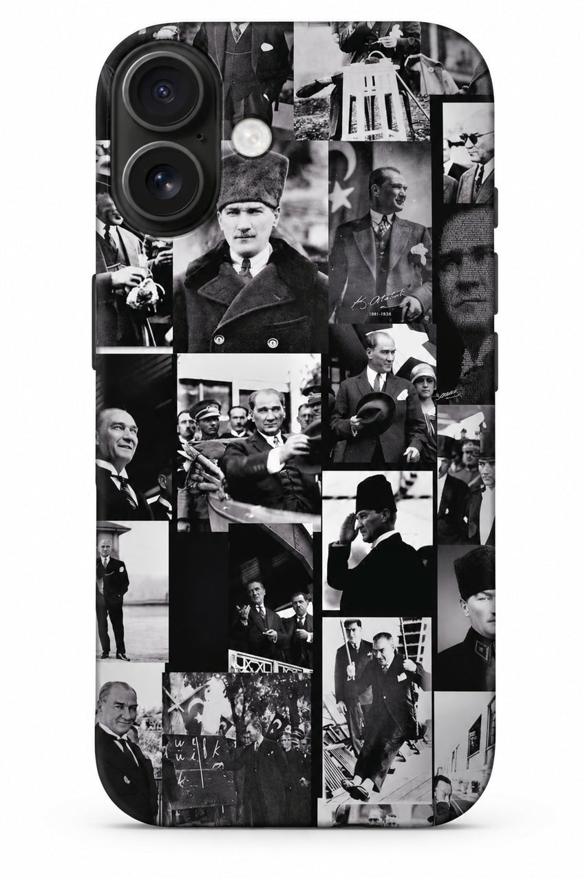 WOTOBEUS Atatürk Siyah Beyaz Kolaj Tasarımlı Telefon Kılıfı — 850 × 1274, ortak kadraj