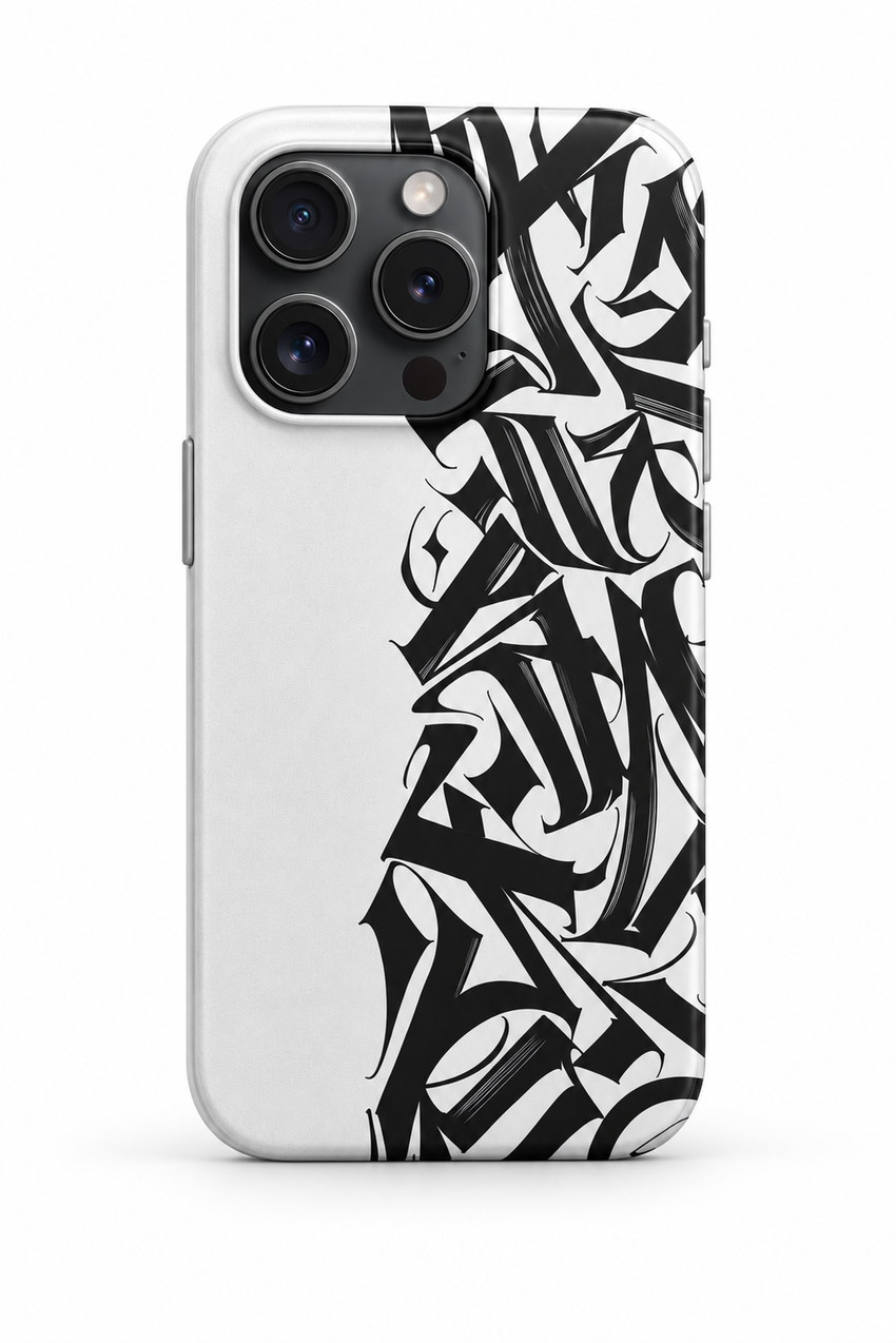 WOTOBEUS Siyah Beyaz Grafiti Tasarımlı Telefon Kılıfı