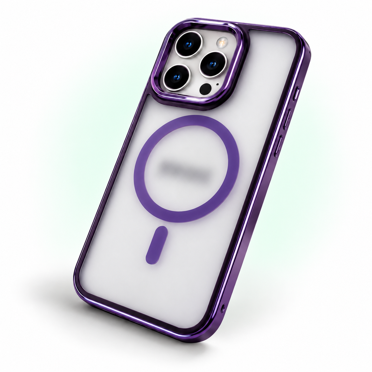 iPhone 16 Pro Max Uyumlu MagSafe Kılıf Mat Şeffaf Darbe Korumalı Kamera Korumalı Krom Çerçeveli Premium Silikon Telefon Kılıfı — stüdyo ürün görseli