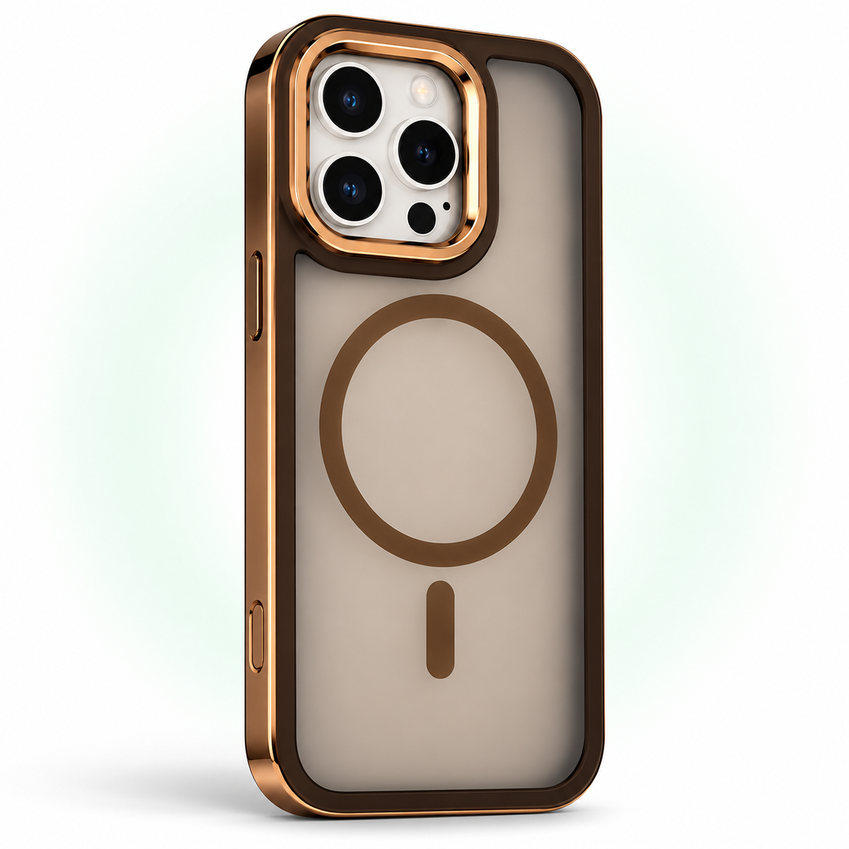iPhone 16 Pro Uyumlu MagSafe Kılıf Mat Şeffaf Darbe Korumalı Kamera Korumalı Krom Çerçeveli Premium Silikon Telefon Kılıfı — stüdyo ürün görseli