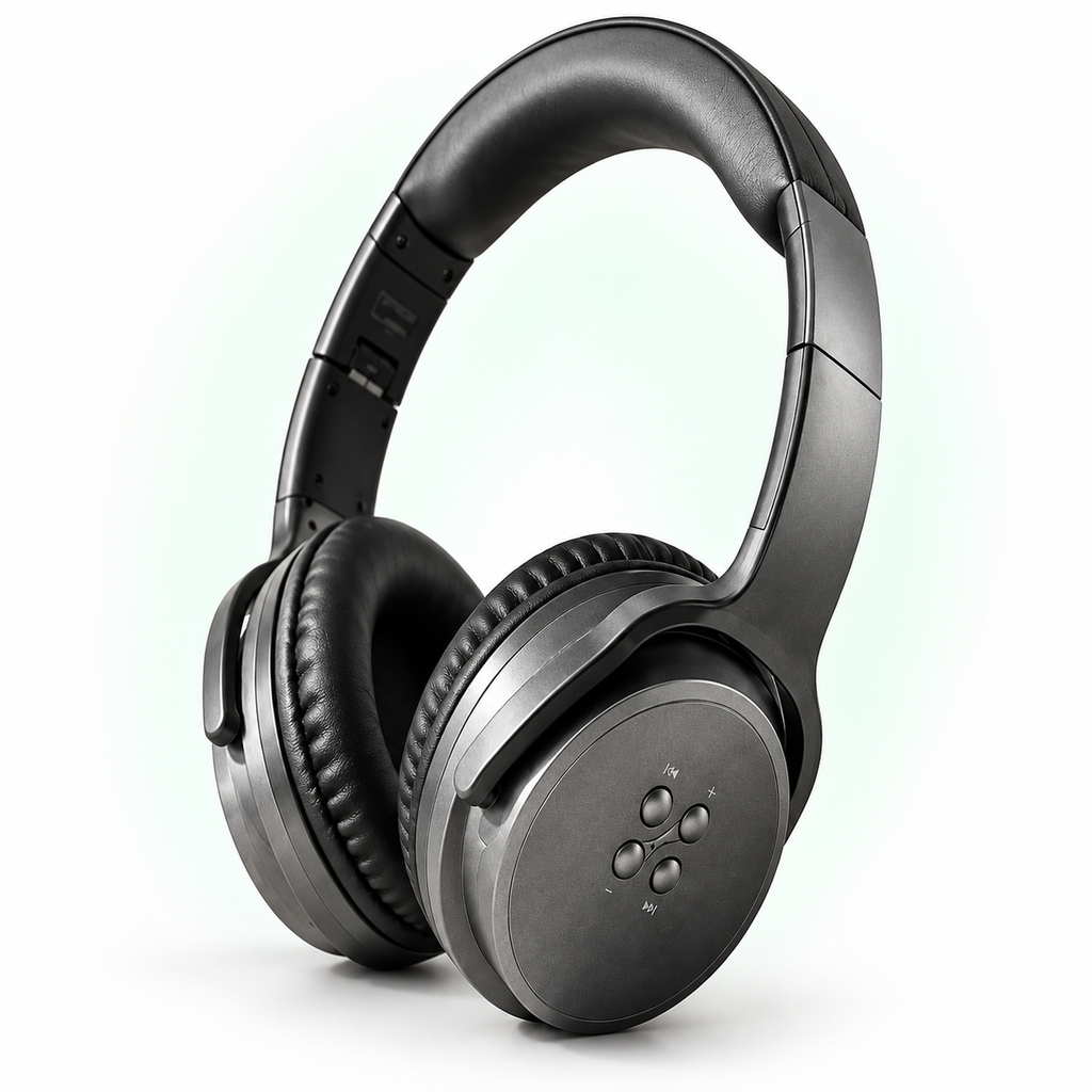 Bluetooth Kulaklık Kablosuz Hoparlör 2'si 1 Arada AUX Destekli Mikrofonlu Katlanabilir Stereo Kulaklık — stüdyo ürün görseli
