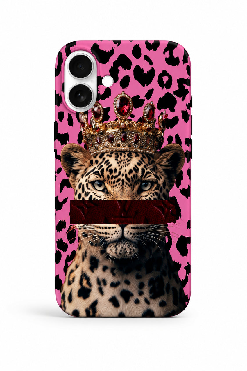 WOTOBEUS İçi Kadife Premium Hissiyat Royal Leopard Serisi: Taçlı Leopar Tasarım Kılıf — beyaz stüdyo fonu, 850 × 1274