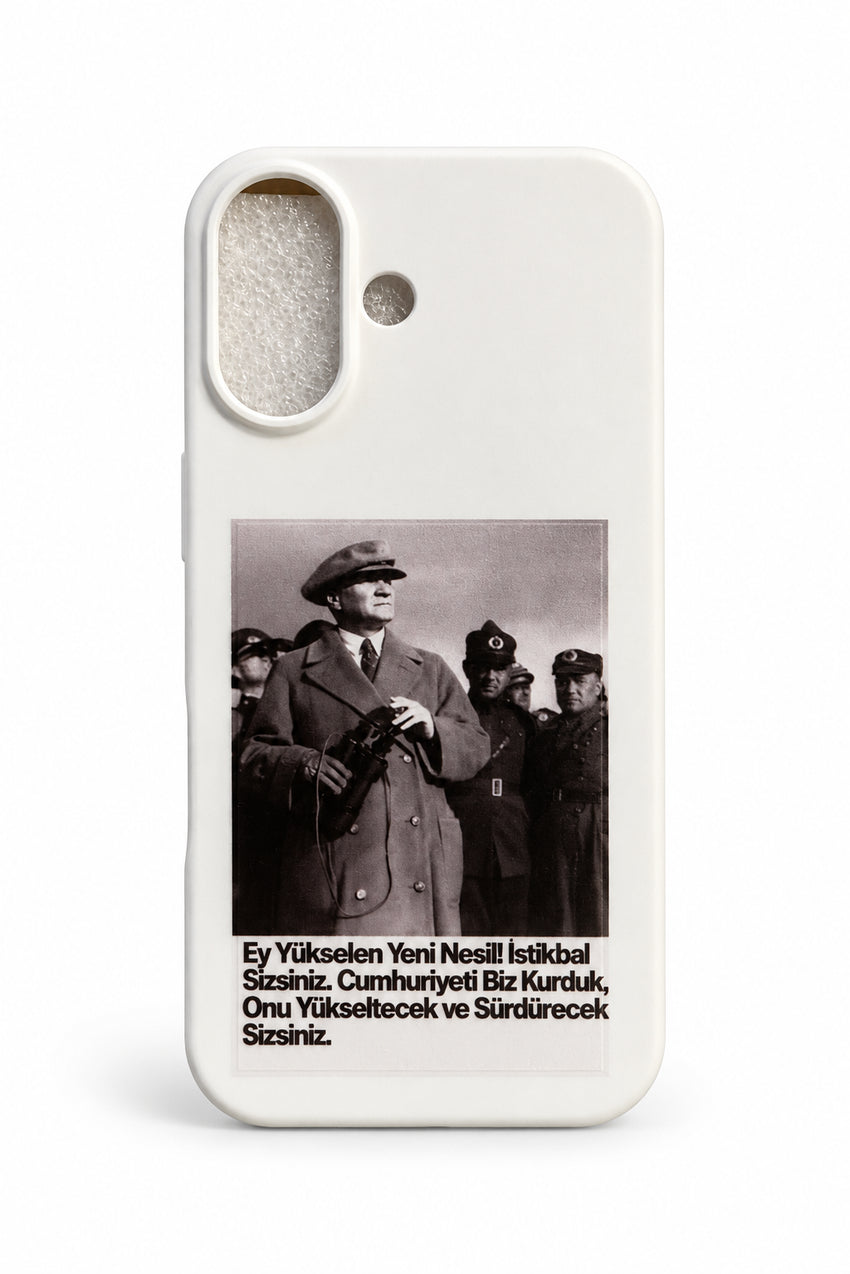 WOTOBEUS Atatürk Desenli İçi Kadife Premium Kalite Lansman Telefon Kılıfı — beyaz stüdyo fonu, 850 × 1274