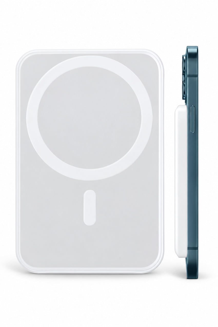 WOTOBEUS Power Bank 5000 Mah Taşınabilir Magsafe Özellikli İphone Ve Android Modelleri Magsafe İle Uyumlu Hızlı Şarj Cihazı Şarj Makinası Mıknatıs Tutuculu Kaymaz — beyaz stüdyo fonu, 850 × 1274