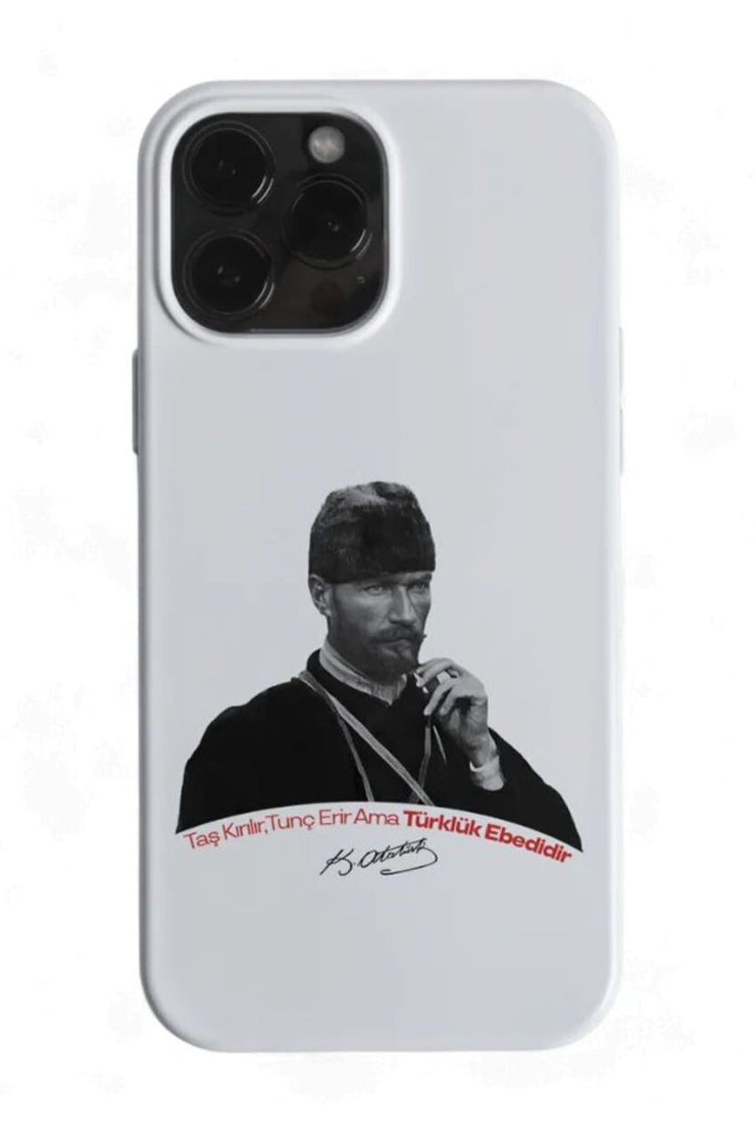 WOTOBEUS Atatürk Desenli İçi Kadife Premium Kalite Lansman Telefon Kılıfı — beyaz stüdyo fonu, 850 × 1274