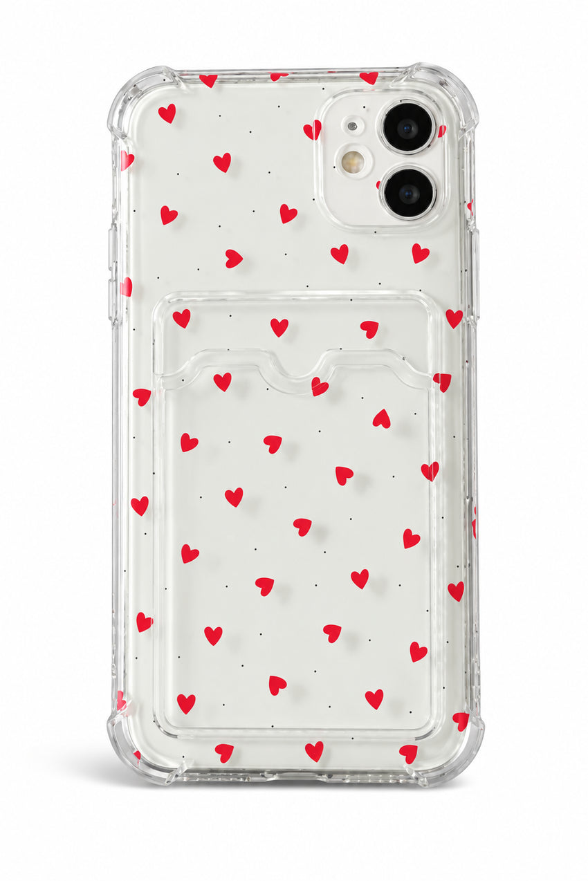 WOTOBEUS Iphone 11 Uyumlu Şeffaf Kartlıklı Airbag Antishock Köşeli Kamera Korumalı Minik Kalpli Kılıf — beyaz stüdyo fonu, 850 × 1274