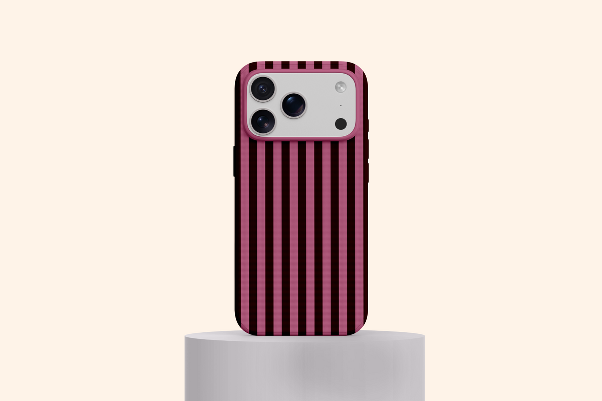 WOTOBEUS Pembe Bordo Çizgili Telefon Kılıfı