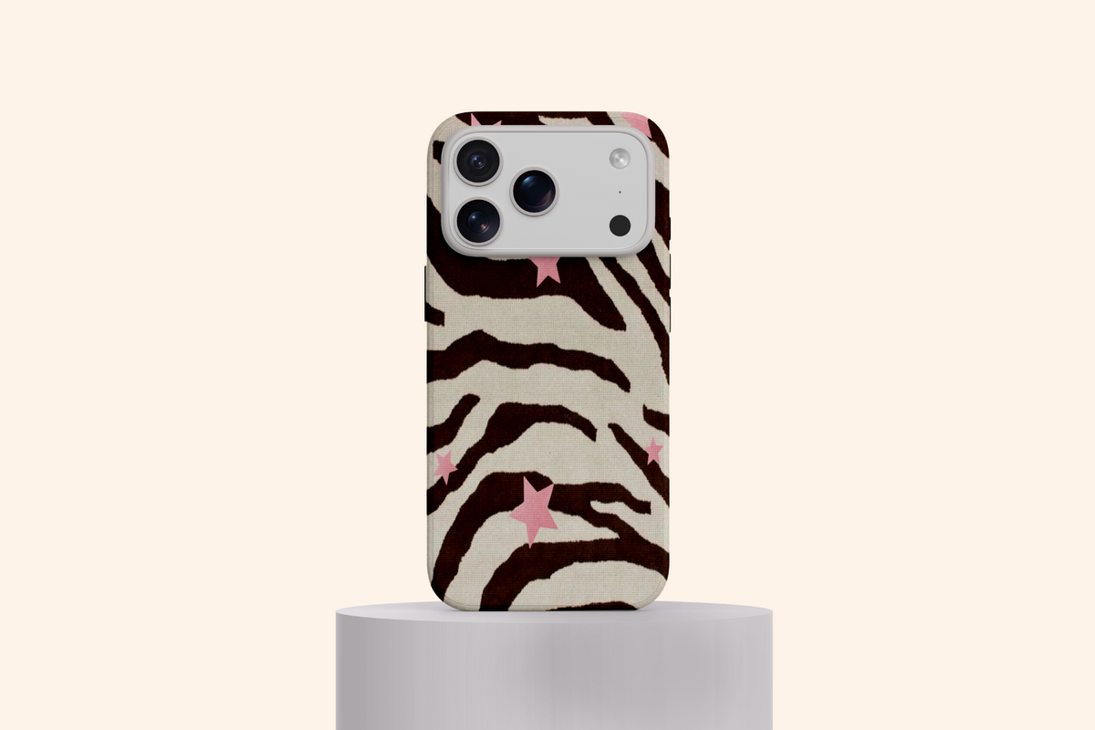 WOTOBEUS Zebra ve Pembe Yıldızlı Telefon Kılıfı