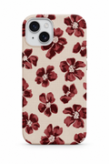 WOTOBEUS Bordo Çiçekli Krem - iPhone 15 üzerinde mokap