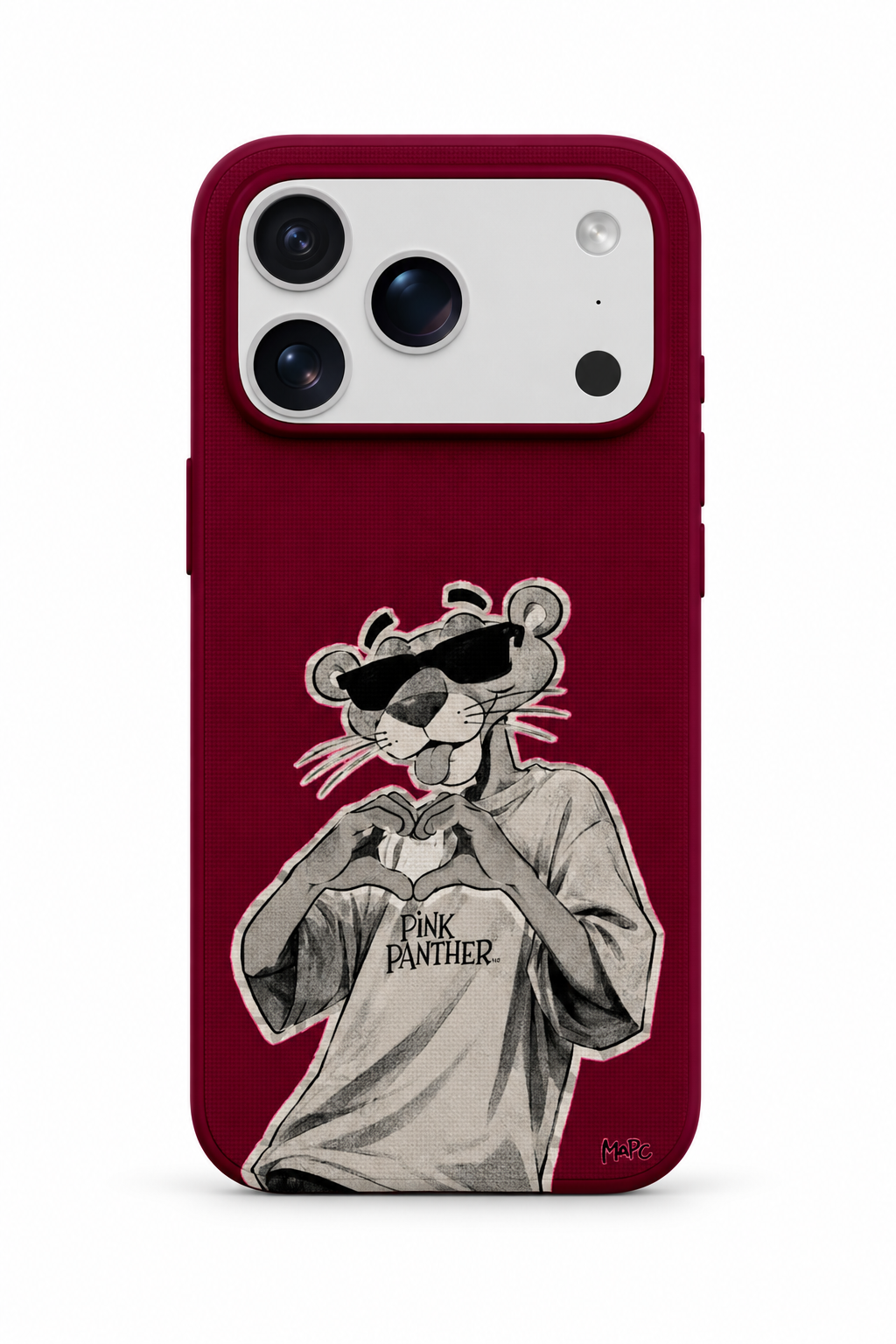 WOTOBEUS Bordo Gözlüklü Panter - iPhone 17 Pro Max üzerinde mokap