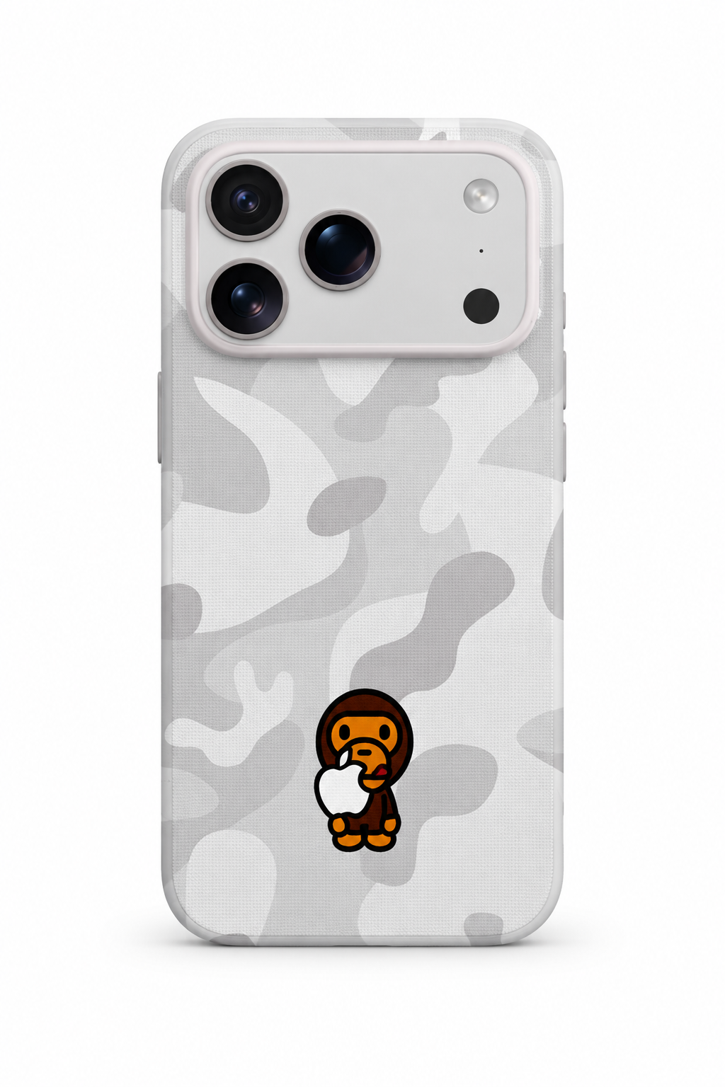 WOTOBEUS Gri Kamuflaj Baloncuklu Maymun - iPhone 17 Pro Max üzerinde mokap