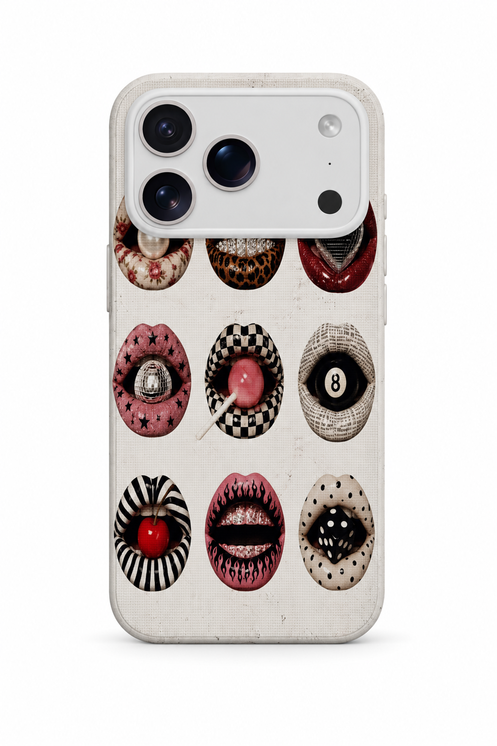 WOTOBEUS Retro Dudak Kolaj - iPhone 17 Pro Max üzerinde mokap