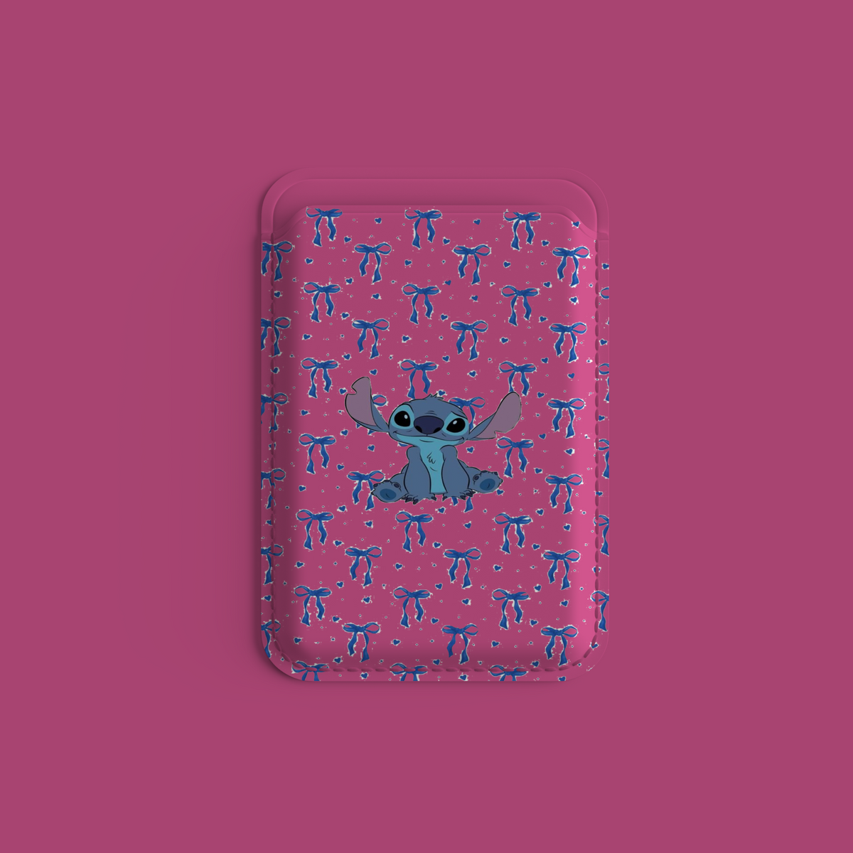 WOTOBEUS Pembe Fiyonk ve Stitch Tasarımlı MagSafe Kartlık