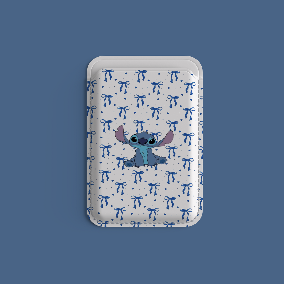 WOTOBEUS Beyaz Fiyonk ve Stitch Tasarımlı MagSafe Kartlık